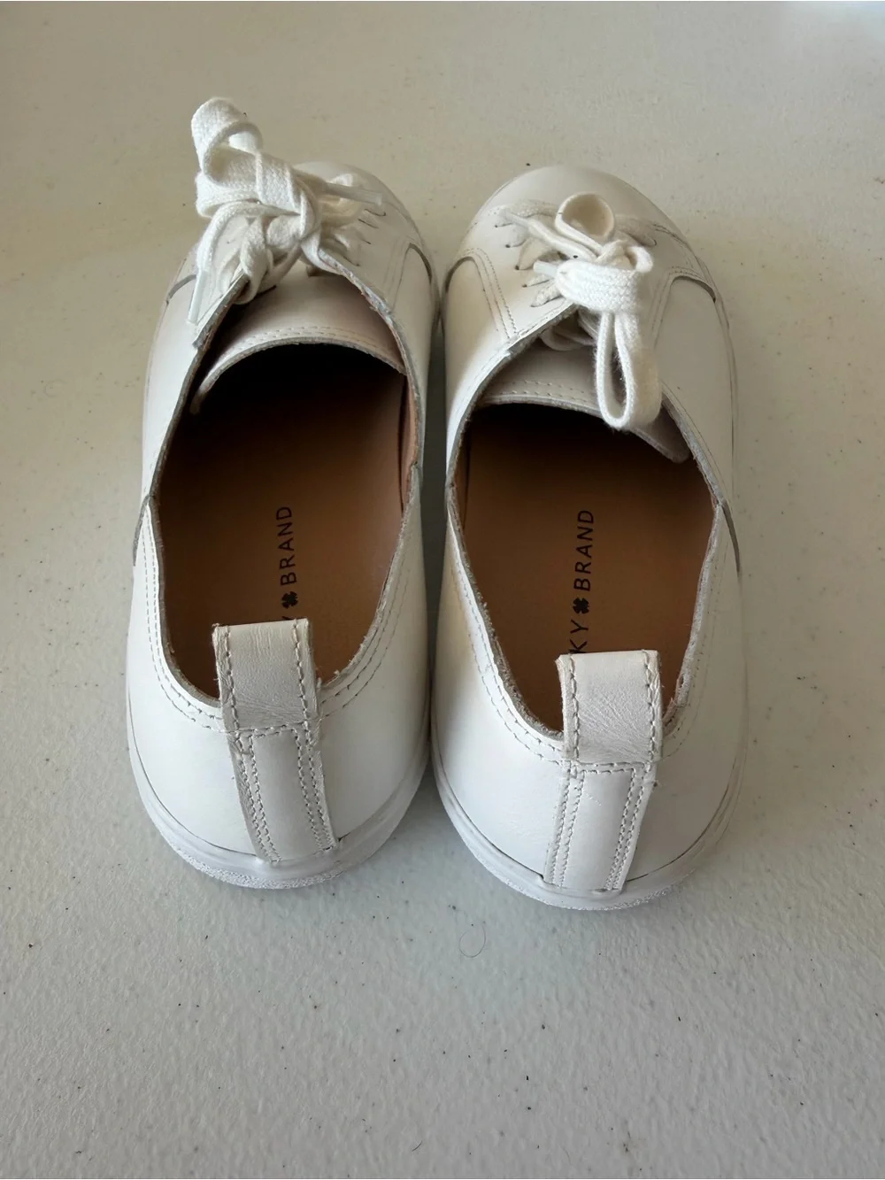 Lucky Brand Women's White Leather Low-Top Lace-Up Sneakers